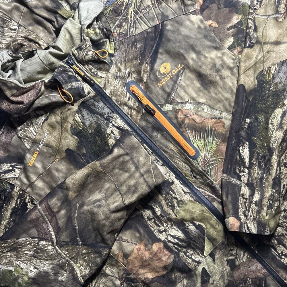 Mossy Oak Scent Factor Hunting Jacket Camo Pattern  Mens L Hunting Coat